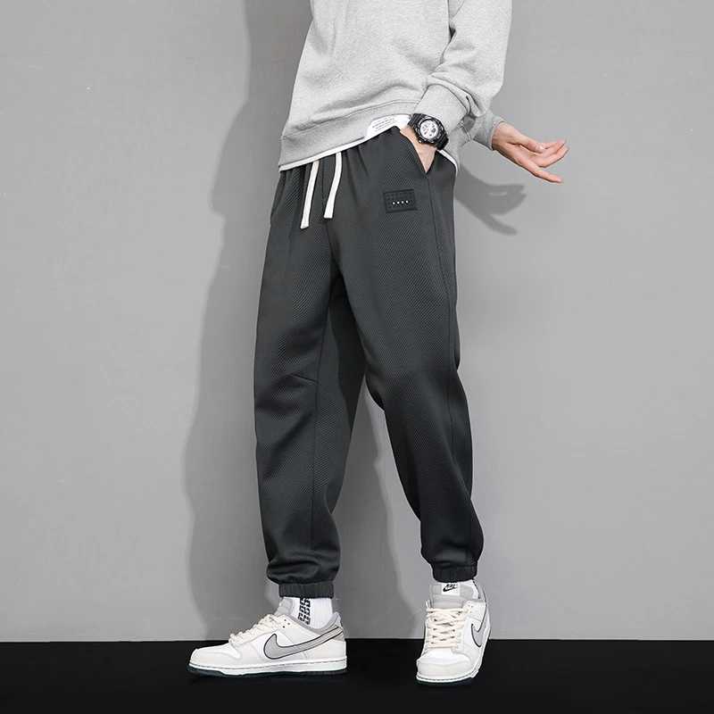 斜纹休闲裤男士秋季新款束脚裤男款卫裤宽松百搭潮流运动哈伦长裤