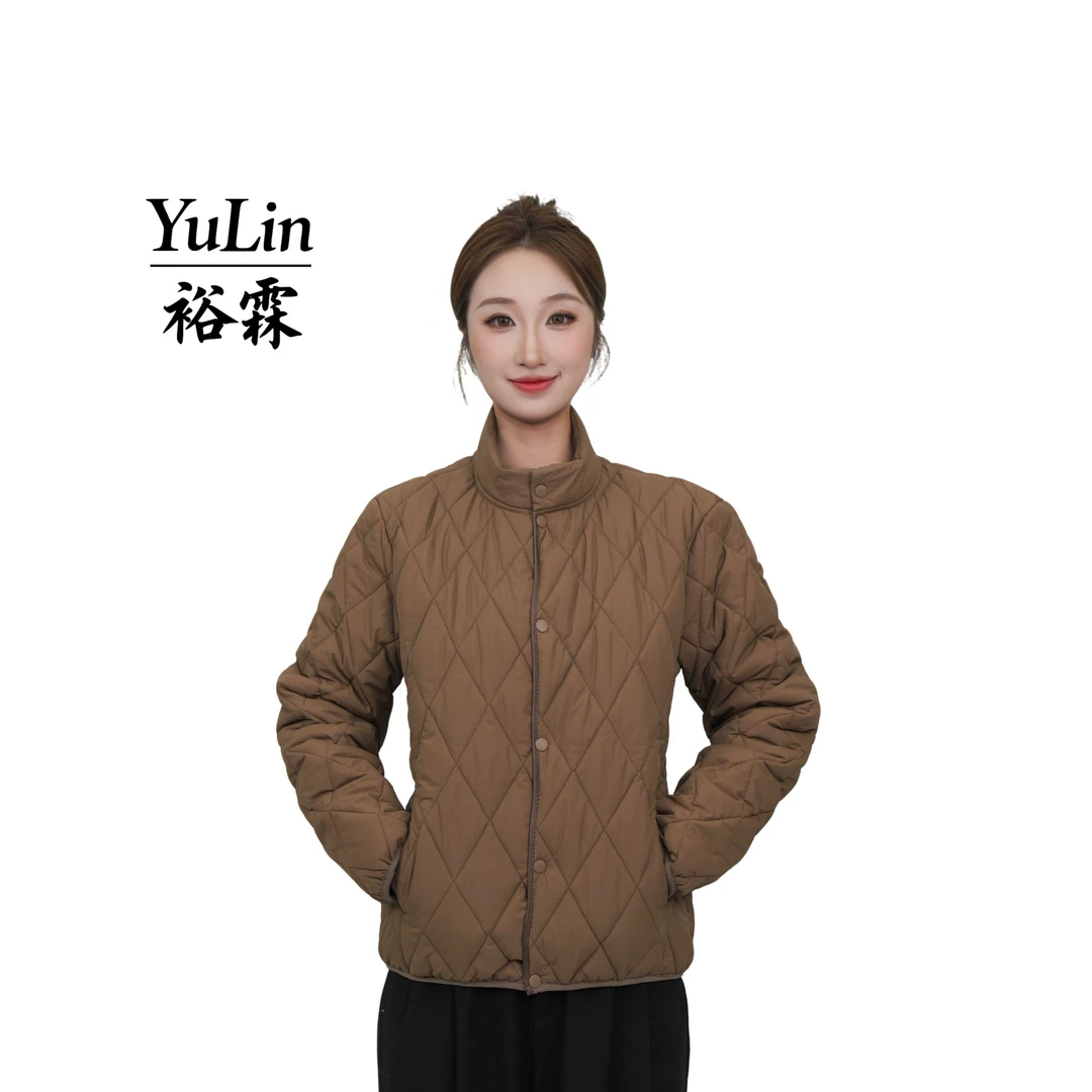 【早囤不亏】反季女装立领菱形格潮流棉服轻盈保暖简约大气时尚外套