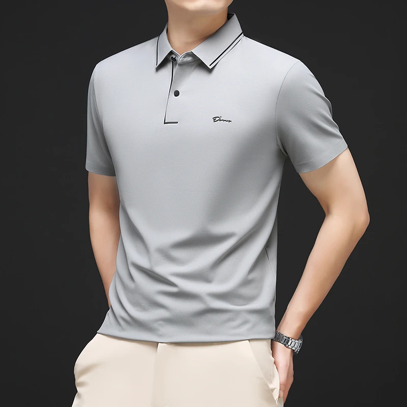 JIENI'VEINI/杰尼威尼升级硅胶短袖男夏季凉爽polo衫休闲上衣纯色