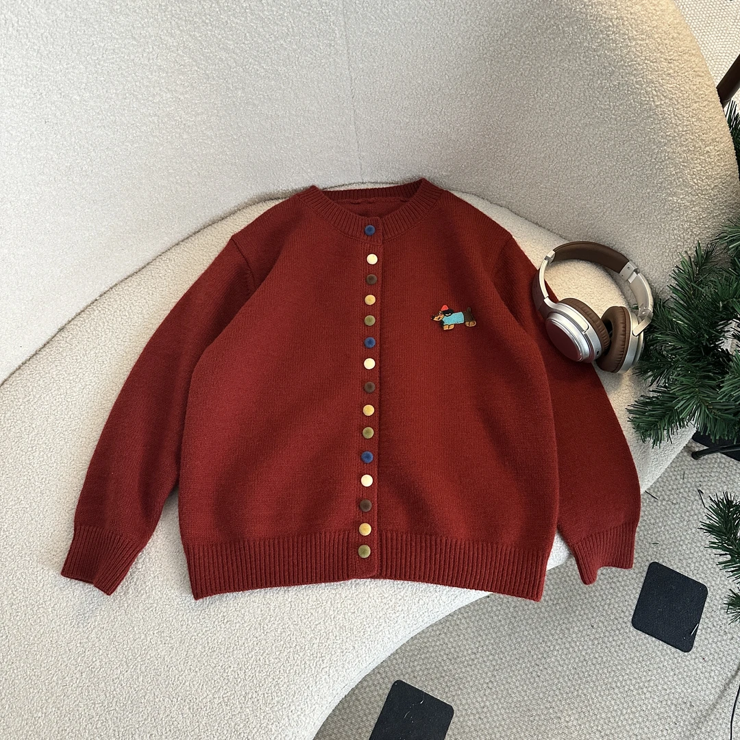 【2024冬季新品】青少年秋冬针织百搭圆领韩版休闲开衫毛衣HWD206