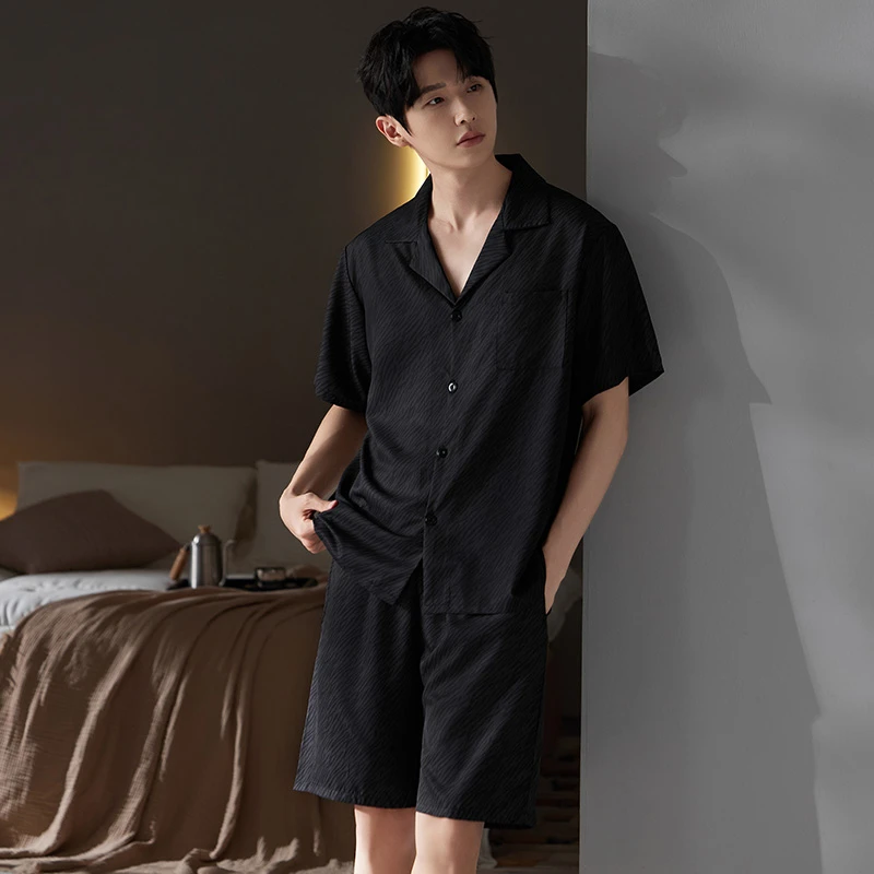 夏季新款高级感睡衣男冰凉感轻宽松休闲轻薄舒适亲肤家居服套装