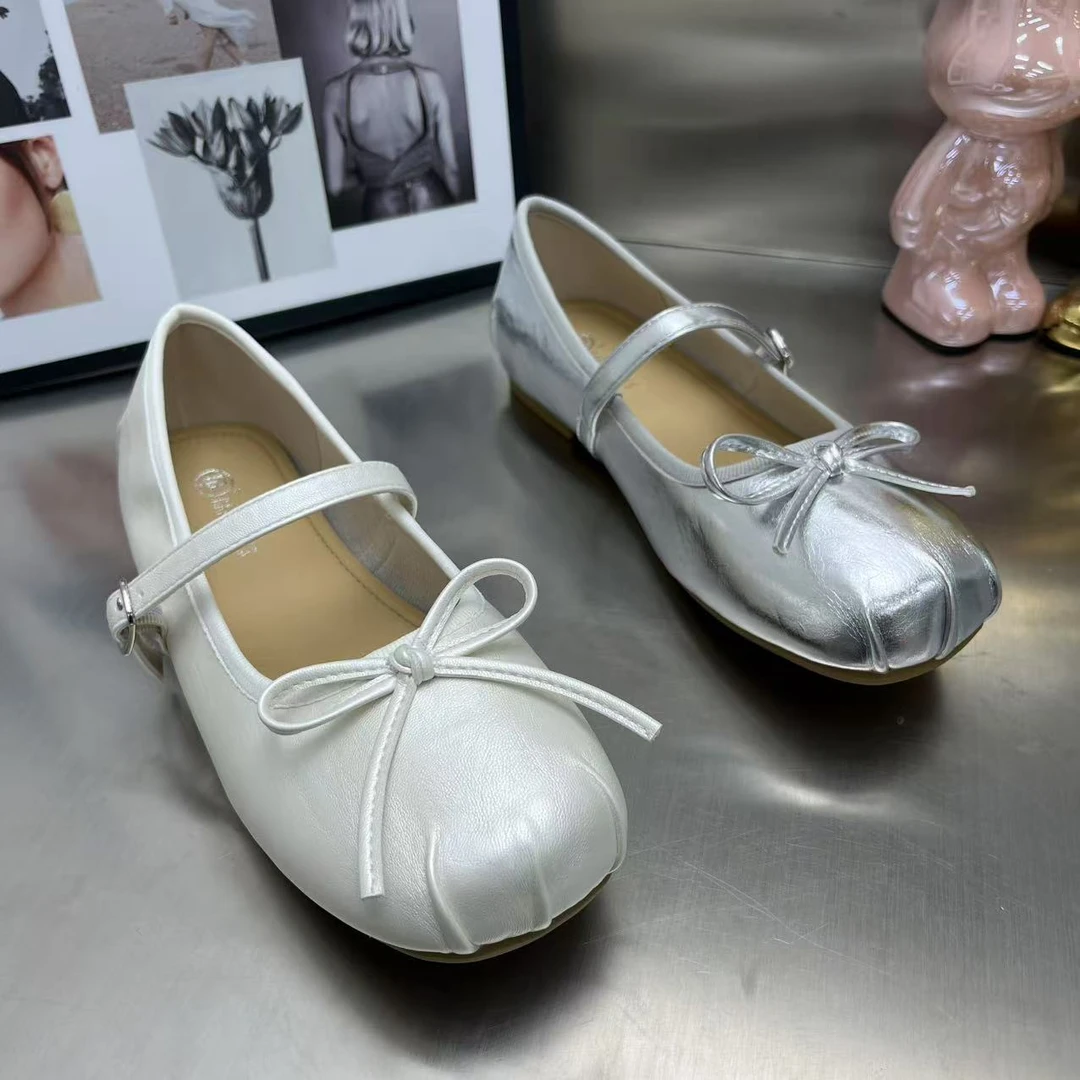 006蝴蝶结夏季甜美风复古浅口皮鞋法式休闲单鞋