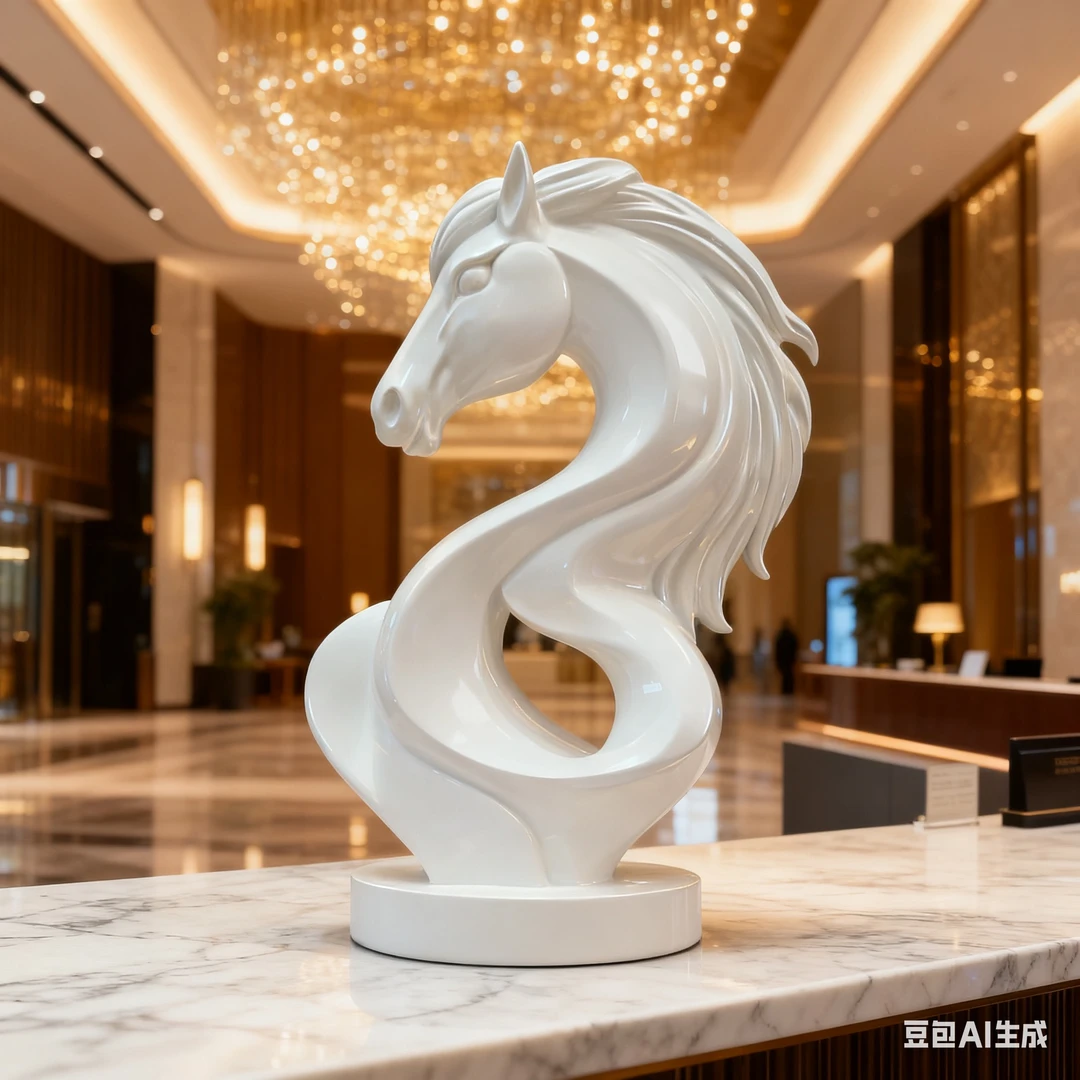 创意艺术马头摆件雕塑软装轻奢客厅酒柜高档酒店展示柜装饰品