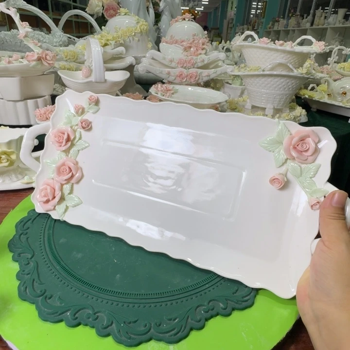 玫瑰花39厘米餐盘鱼盘