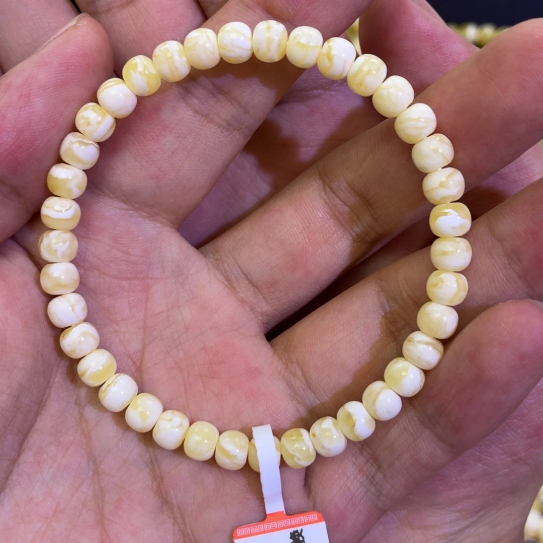 手链蜜蜡未镶嵌瓷白虎皮6.3