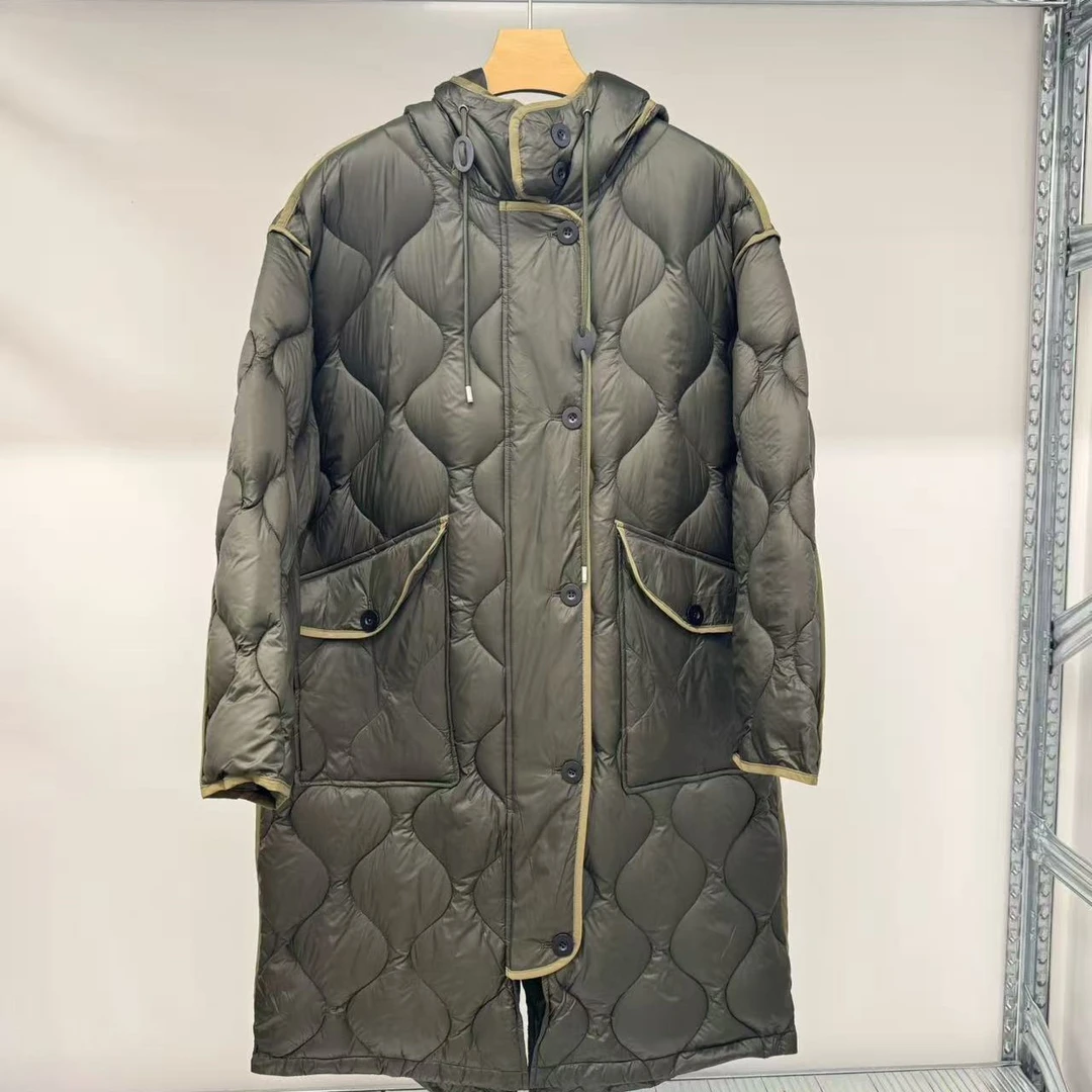 Luluzou9313大口袋菱格连帽鹅绒服