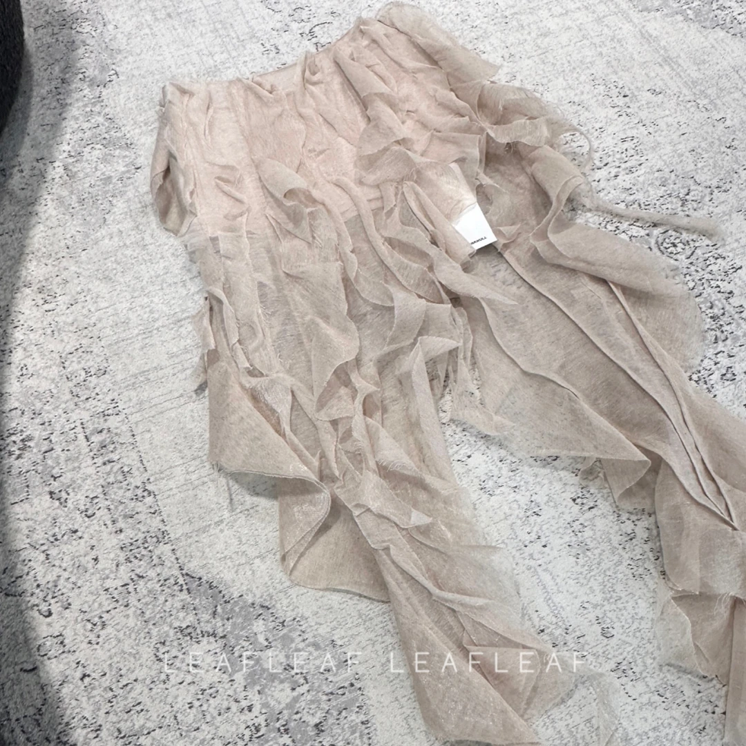 MARRKNULL 不规则麻质半裙 LEAFLEAF设计师品牌