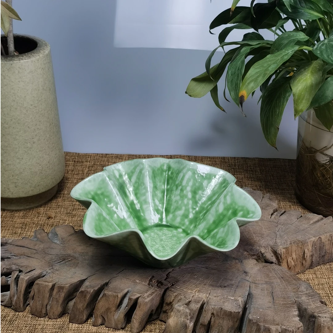 p36景德镇家用陶瓷花形饭碗日式日料面碗釉下彩高颜值/6.5寸波碗