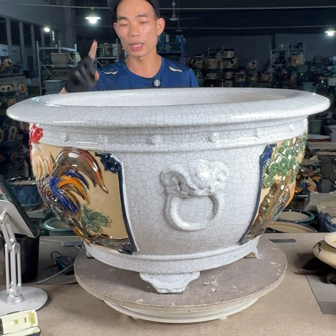 一风堂石湾花盆 内46*30气孔微瑕