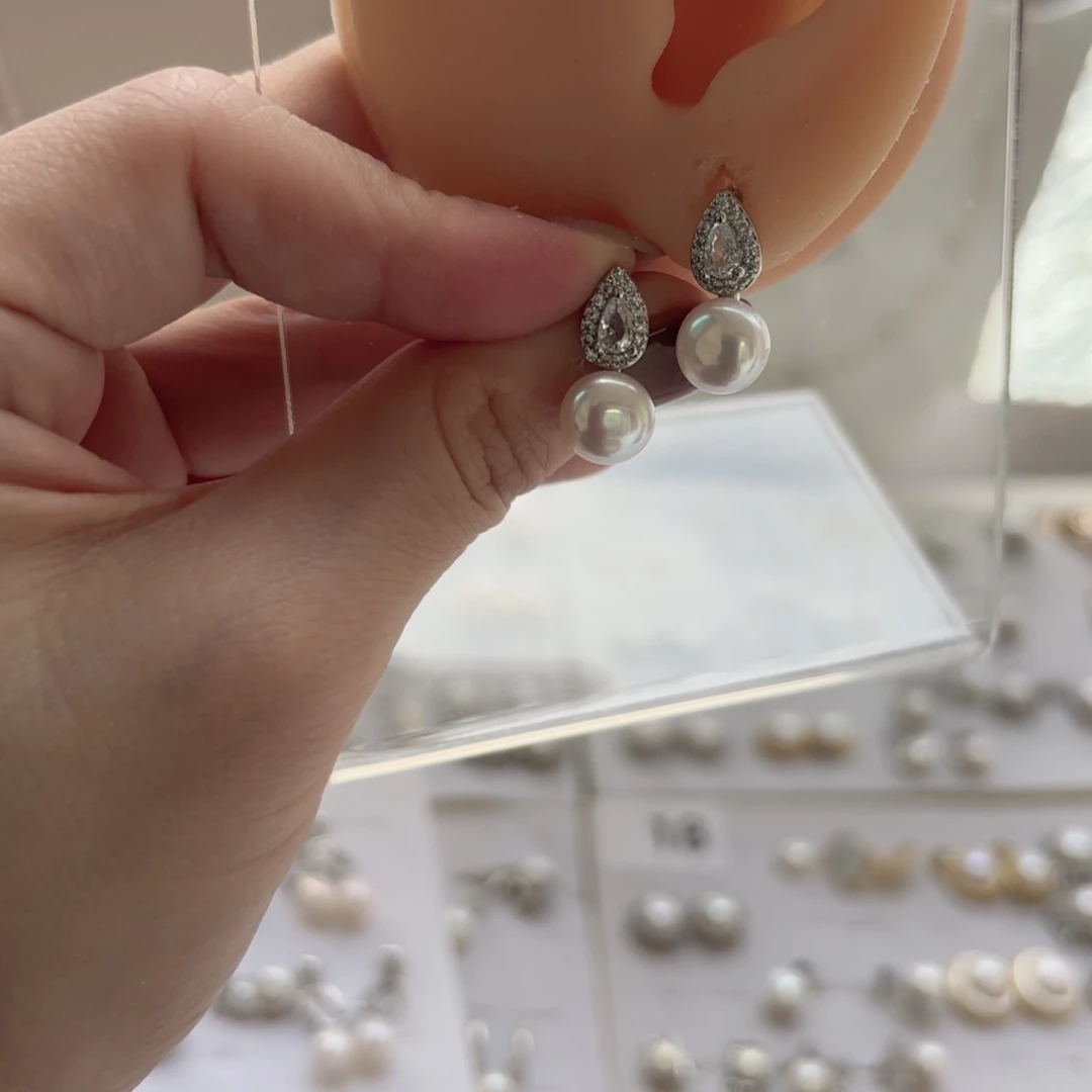 淡水珍珠耳饰合金