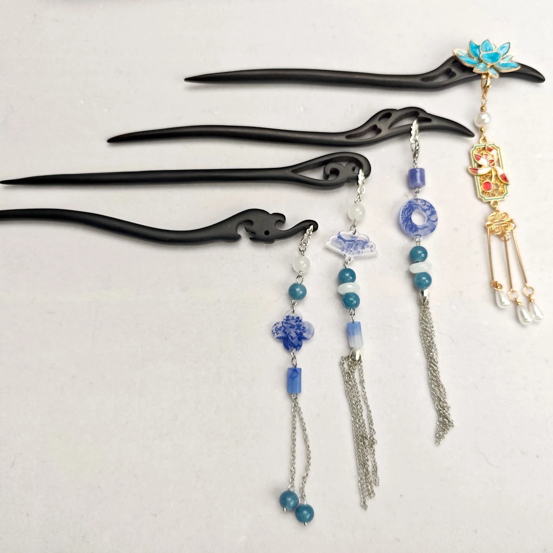 檀木发簪古风发饰古典木簪大叶紫檀木钗粉丝联名款