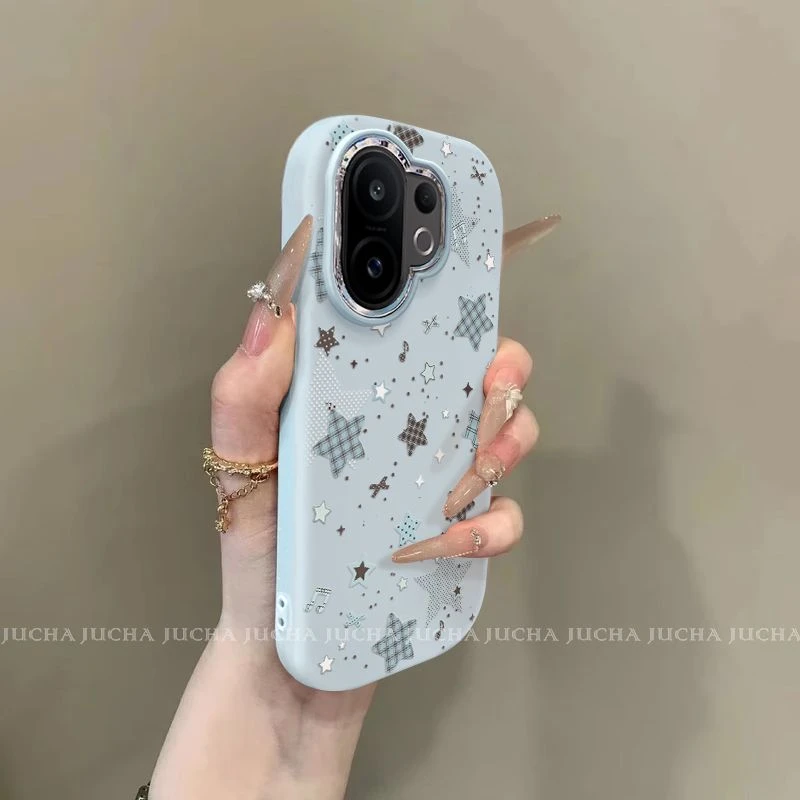 格纹星星适用苹果17air手机壳硅胶全包opporeno14网红爆款红米k80