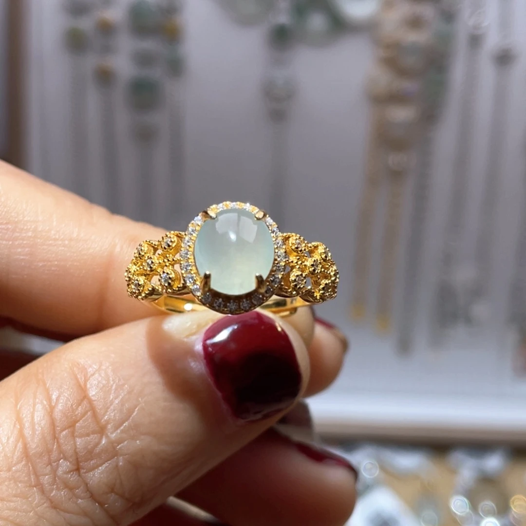 银S925镶嵌戒指翡翠