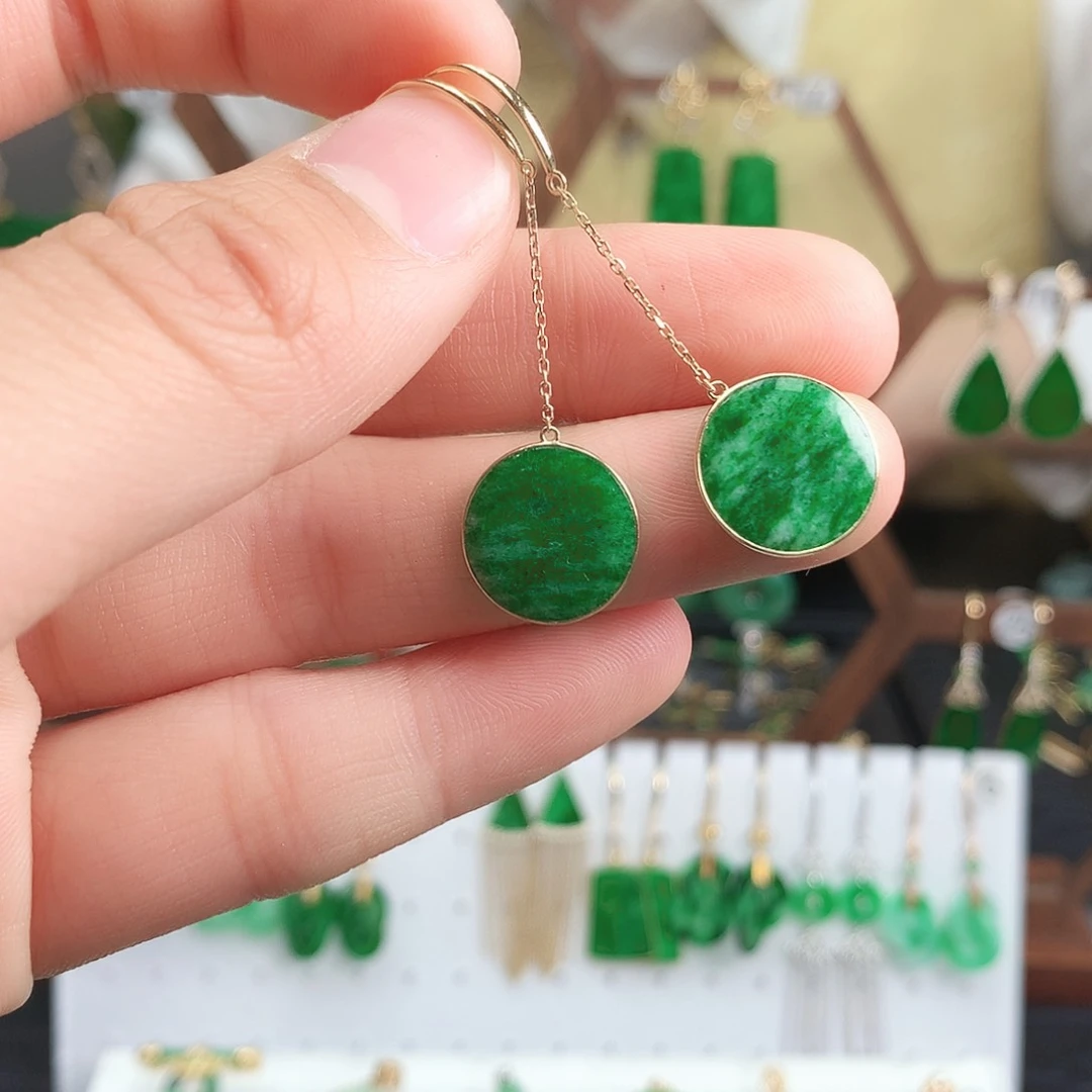 翡翠耳饰18K金镶嵌耳饰