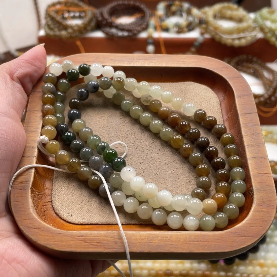 和田玉未镶嵌毛衣链珠串6mm