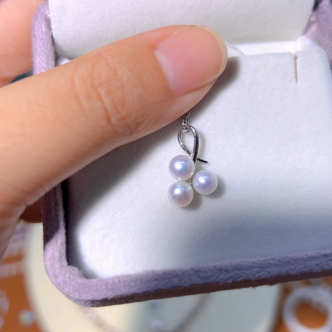 银S925镶嵌极光镜面炫彩珍珠淡水珍珠