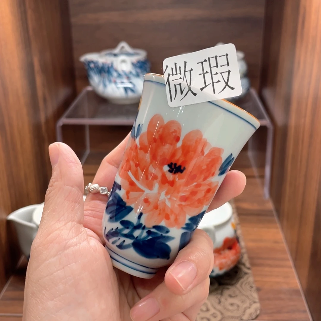 釉下手绘茶具微瑕