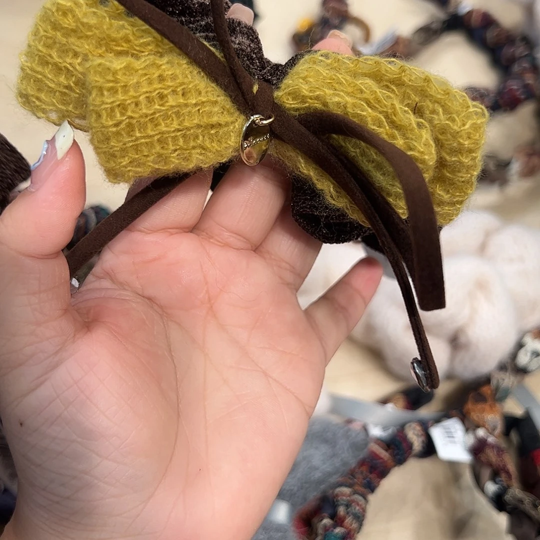 非金属黄色毛线咖色丝绒发圈