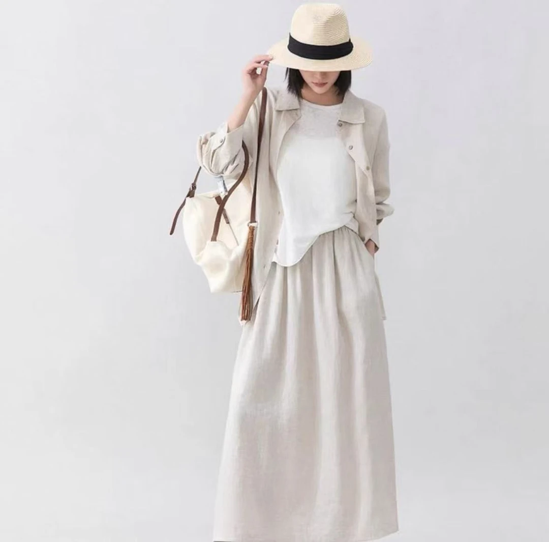 纯亚麻休闲宽松衬衣