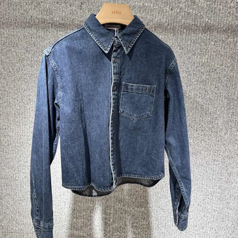 LOW CLASSIC Lc 短款牛仔衬衫极简秋冬
