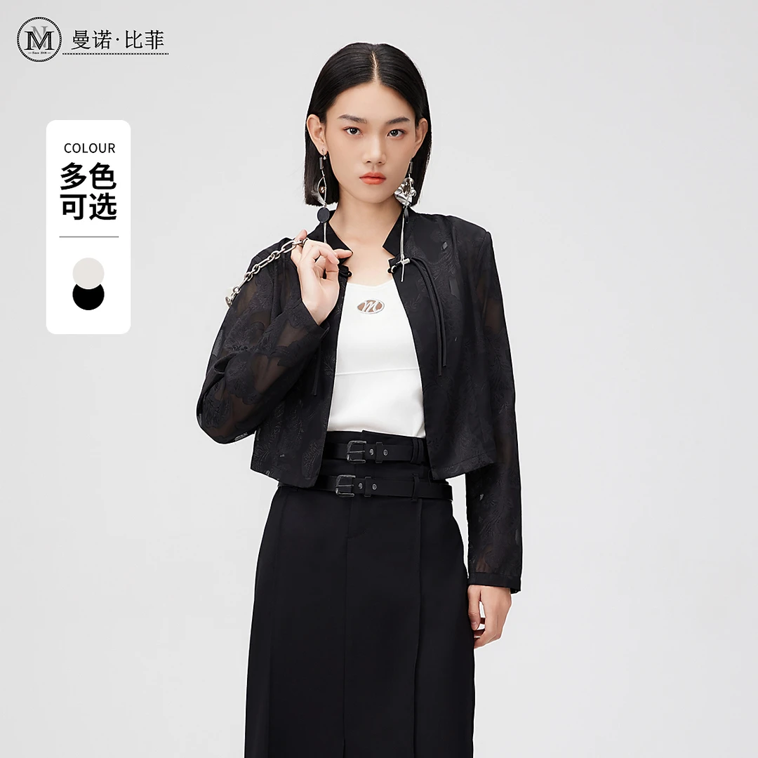 新中式盘扣提花短外套小西服MFJG121217