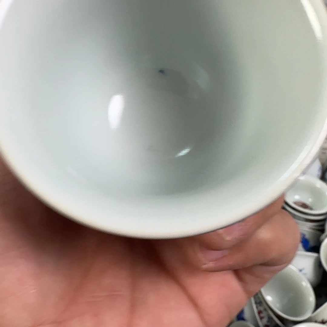 摆件青花芭蕉叶铃铛杯微瑕