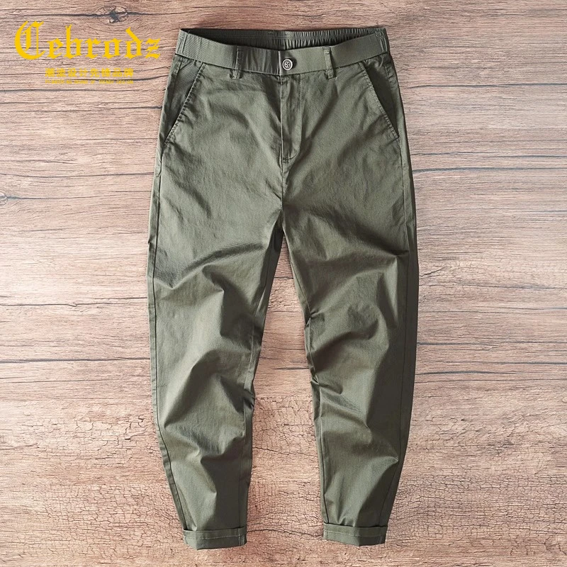 法国Cebrodz春秋新款青年男士裤子纯棉商务通勤裤简约纯色长裤