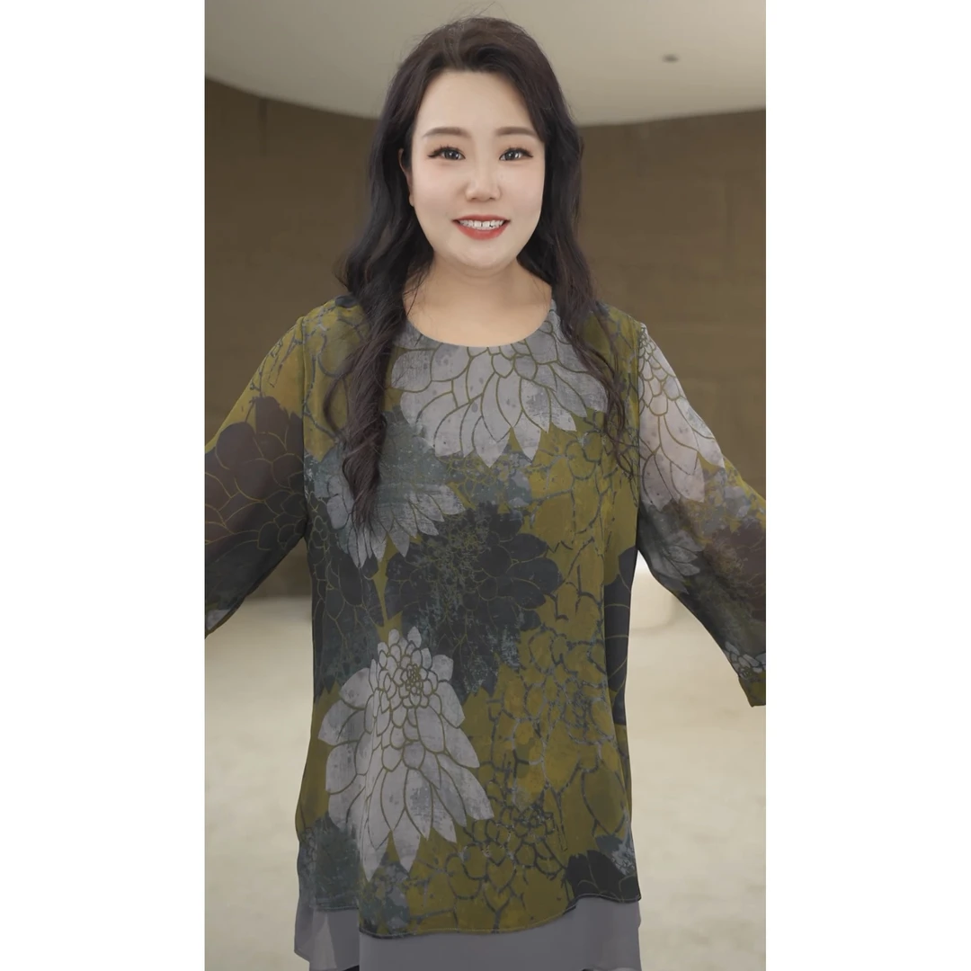 火姐宽松大码女装夏季显瘦圆领遮肚百搭时尚洋气休闲中袖240558