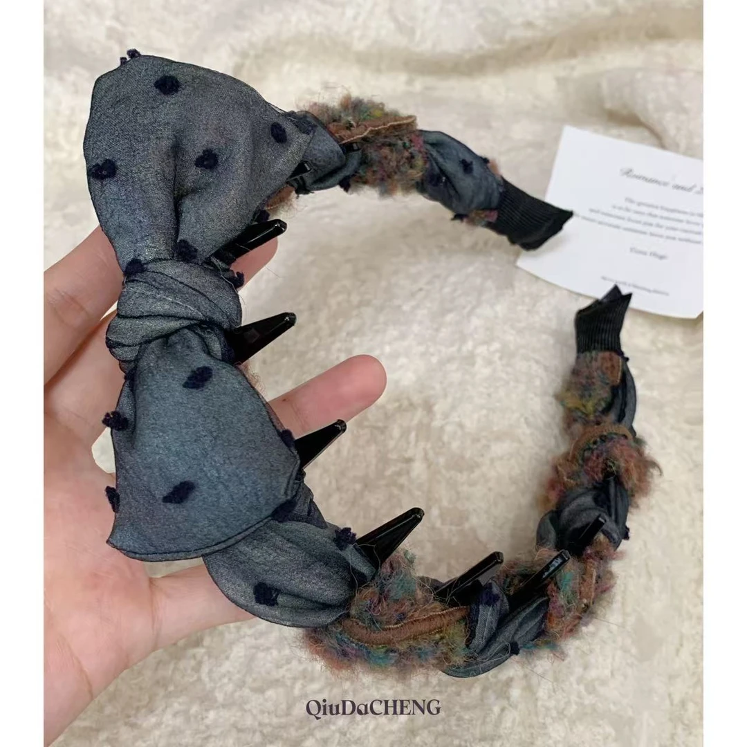 新款秋冬蝴蝶结手工波浪发箍时尚百搭气质轻奢韩版简约甜美