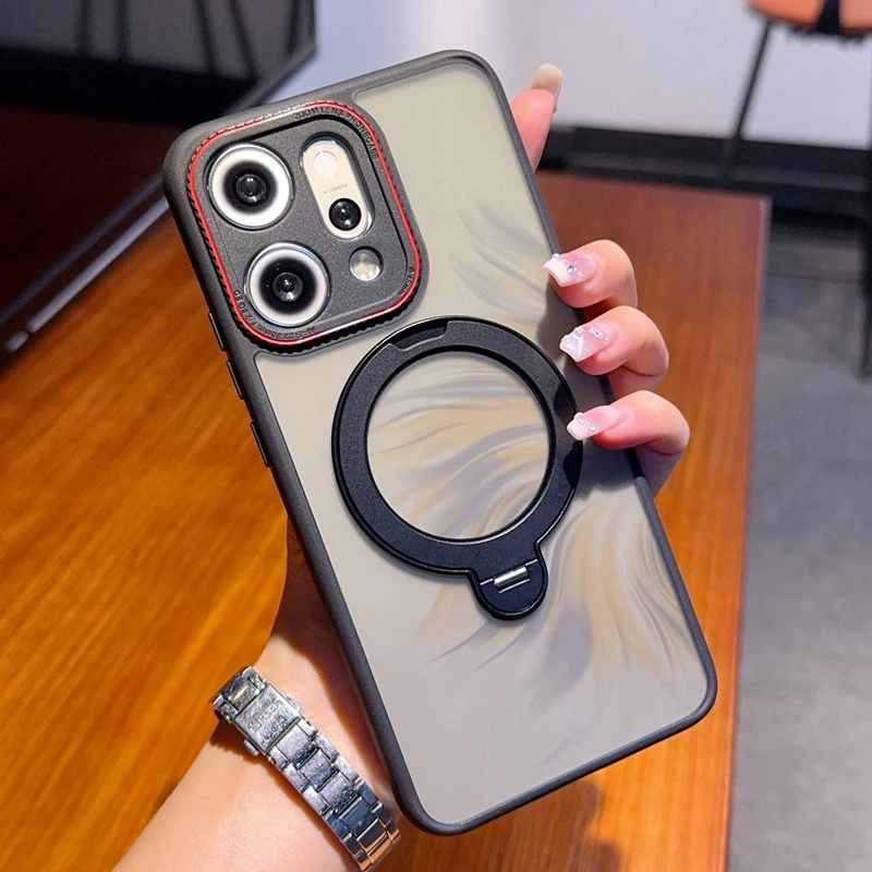 适用OPPOReno14透明手机壳磁吸旋转支架OPPOreno14Pro全包防摔款