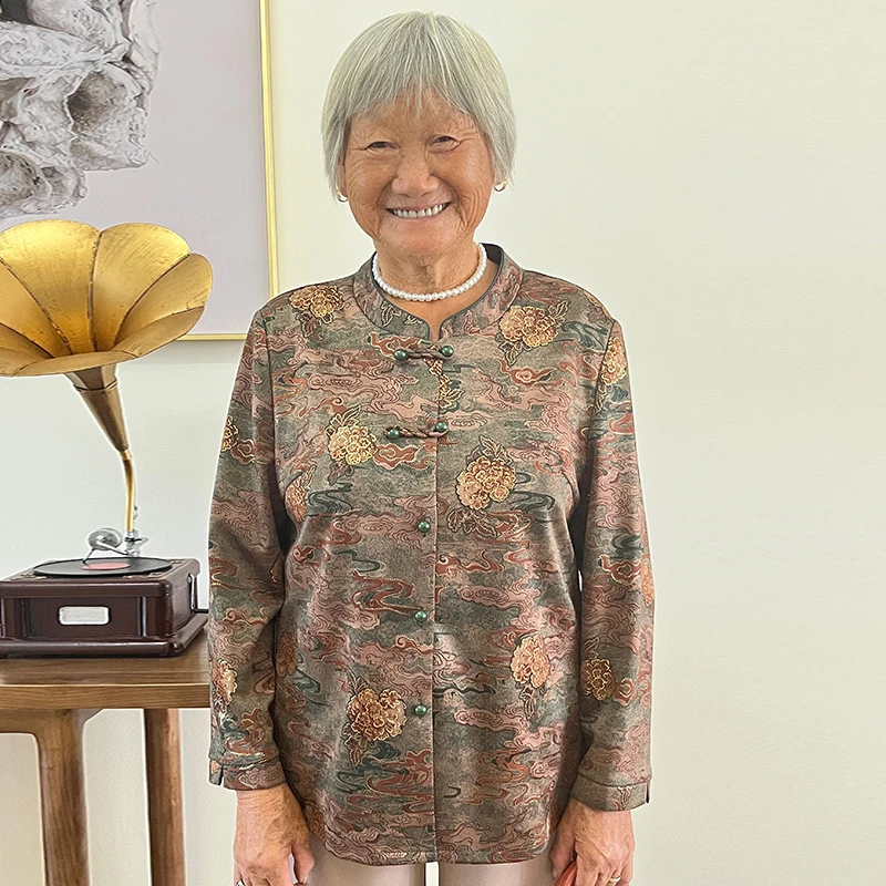 奶奶装秋装女长袖复古衬衫中老年装妈妈装秋季新中式国风气质外套