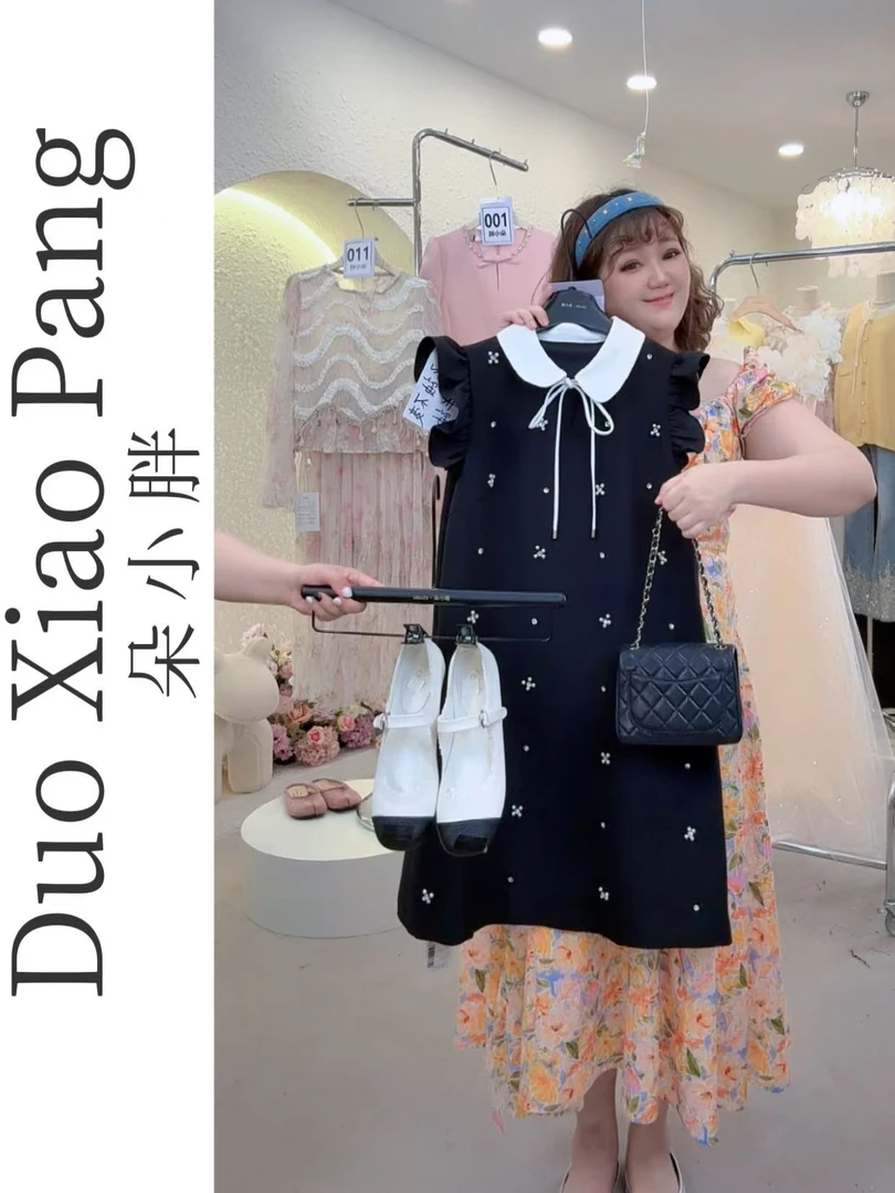 E182#小飞袖连衣裙女宽松显瘦气质短裙2025夏季女装高级感