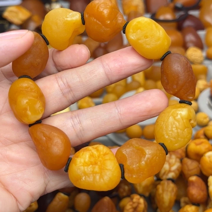 琥珀未镶嵌裸石天然蜜蜡手串