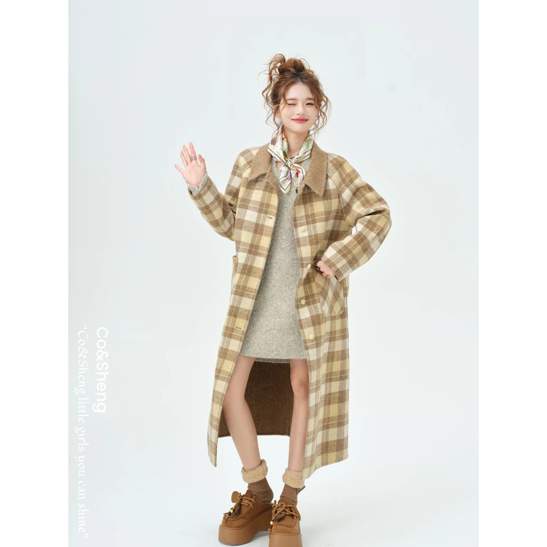 暖映相依/co&sheng重生小个子女款大衣外套两面穿羊毛气质显高