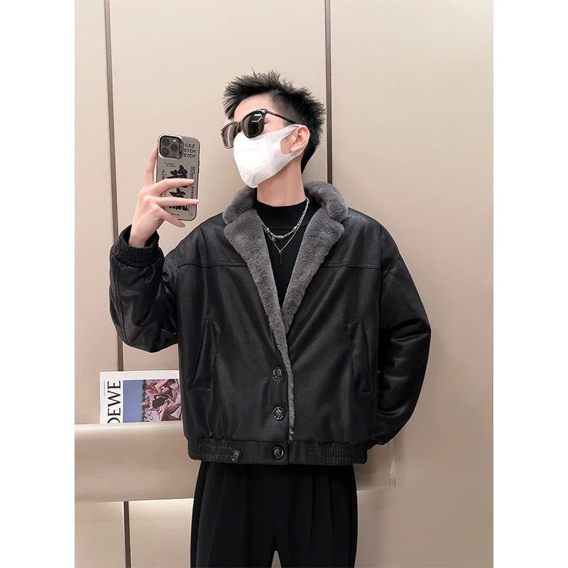 阿航男装【双面穿】2025冬座山雕加厚潮流保暖高级感情侣棉衣外套