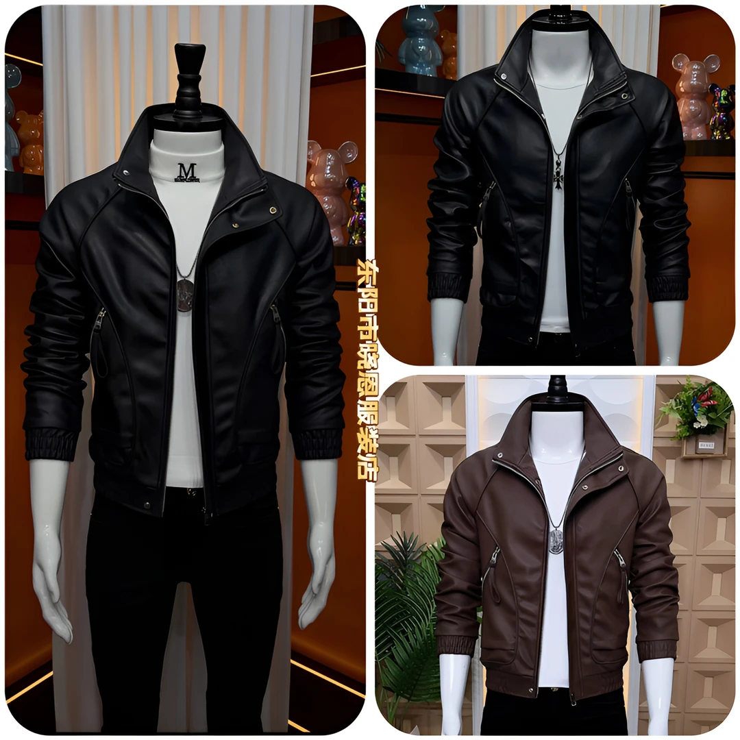 秋冬厚款男士皮衣外套韩版休闲时尚痞帅软皮皮夹克男外套个性百搭