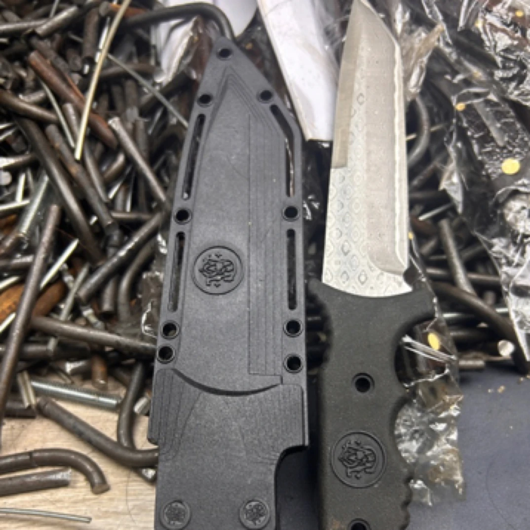 老莫方头全套软硅胶手柄大马士革工资锻打纯手工阳江工具多功能刀