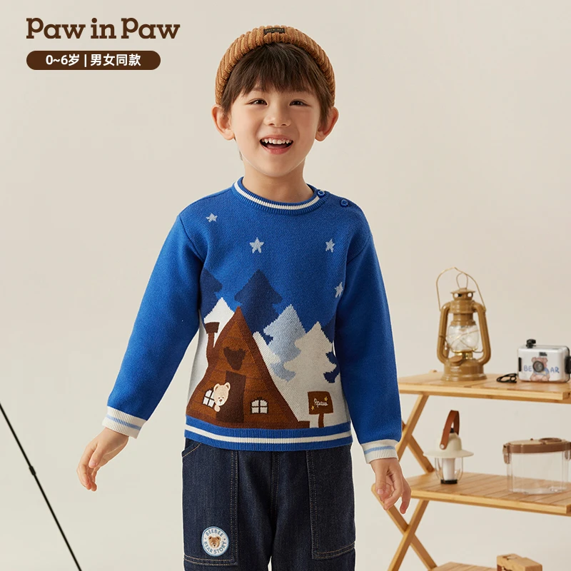 PawinPaw卡通小熊童装秋冬男女宝软糯可爱圆领儿童毛衣
