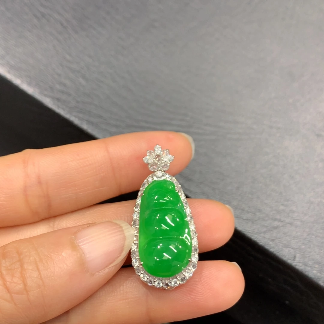 翡翠18K金镶嵌吊坠(不含链)