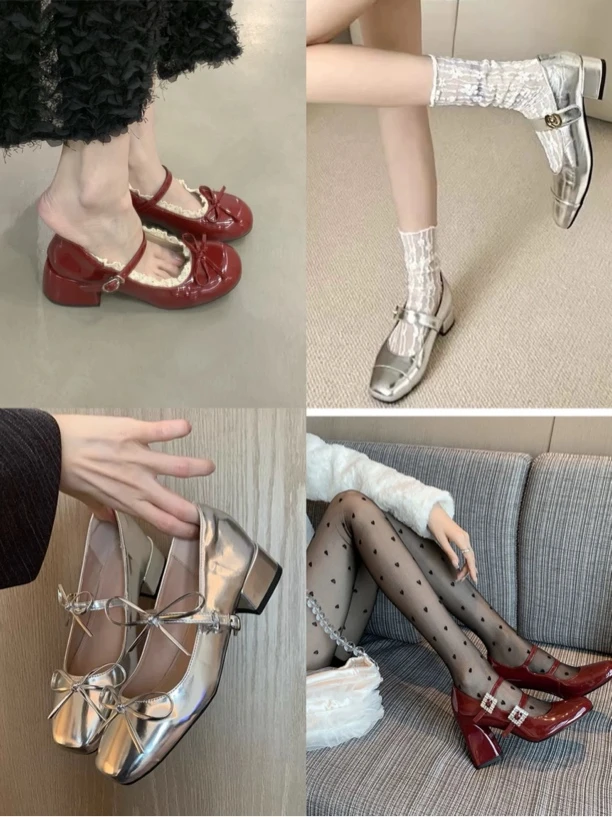 001-200新款粗跟气质玛丽珍时尚百搭女鞋