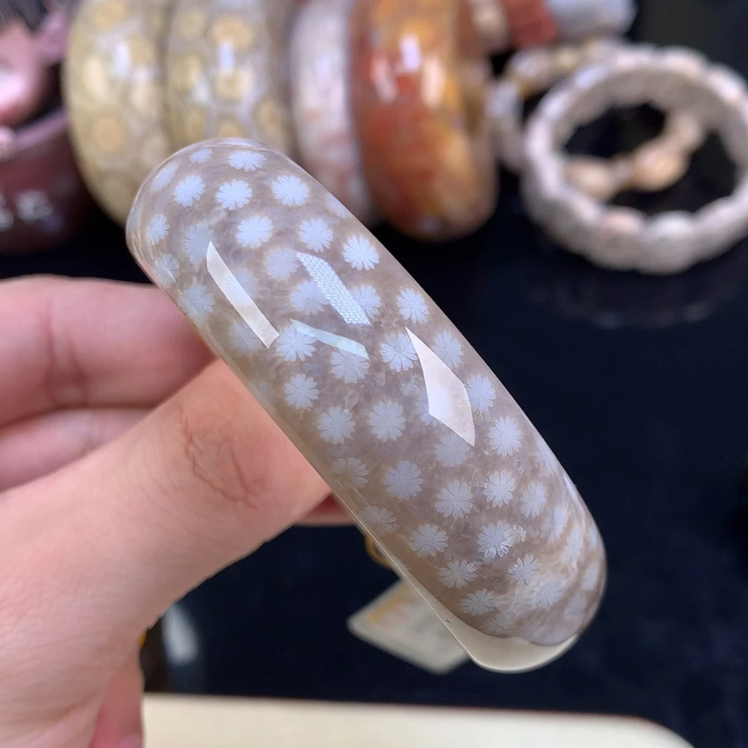 【闪购商品】颈饰未镶嵌硅化珊瑚（珊瑚玉）78号黑咖色小雏菊55圈