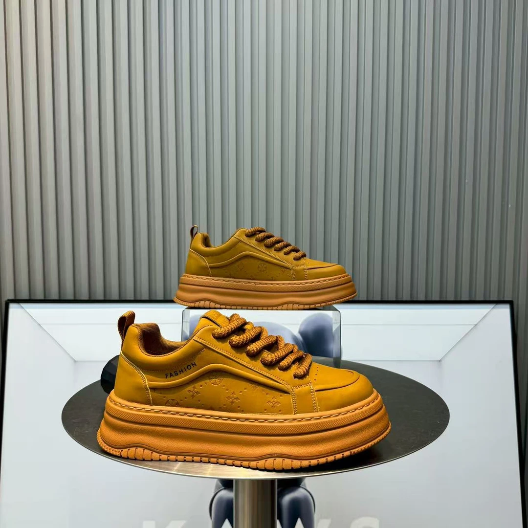 秋季时尚休闲鞋复古厚底低帮印花潮流男鞋鞋子百搭潮鞋