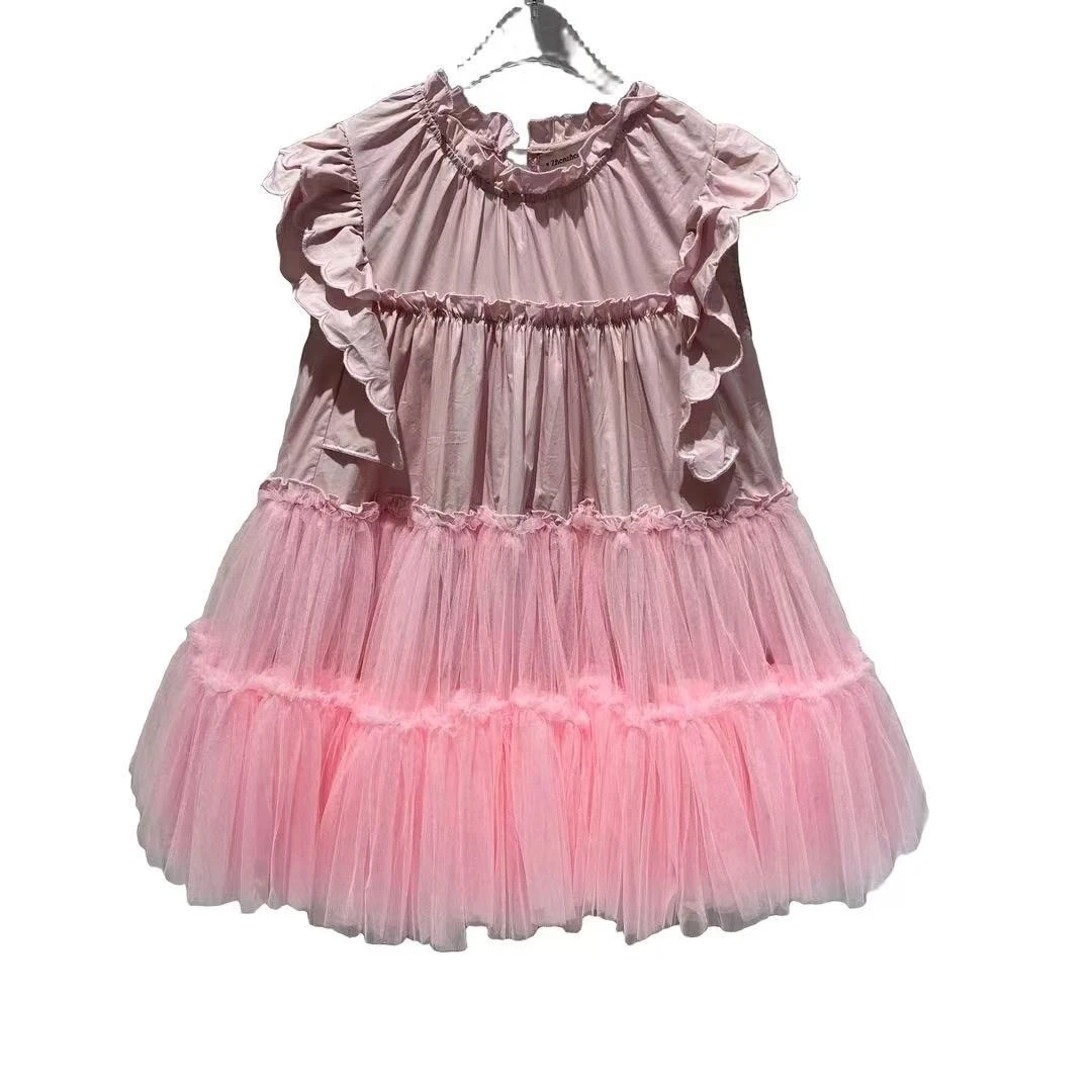 2921【高定系列】设计师新款拼接纱纱无袖女装连衣裙