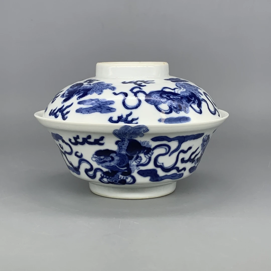 62509261*清道光青花事事如意纹盖碗/瓷器六/江苏省文物总店/J