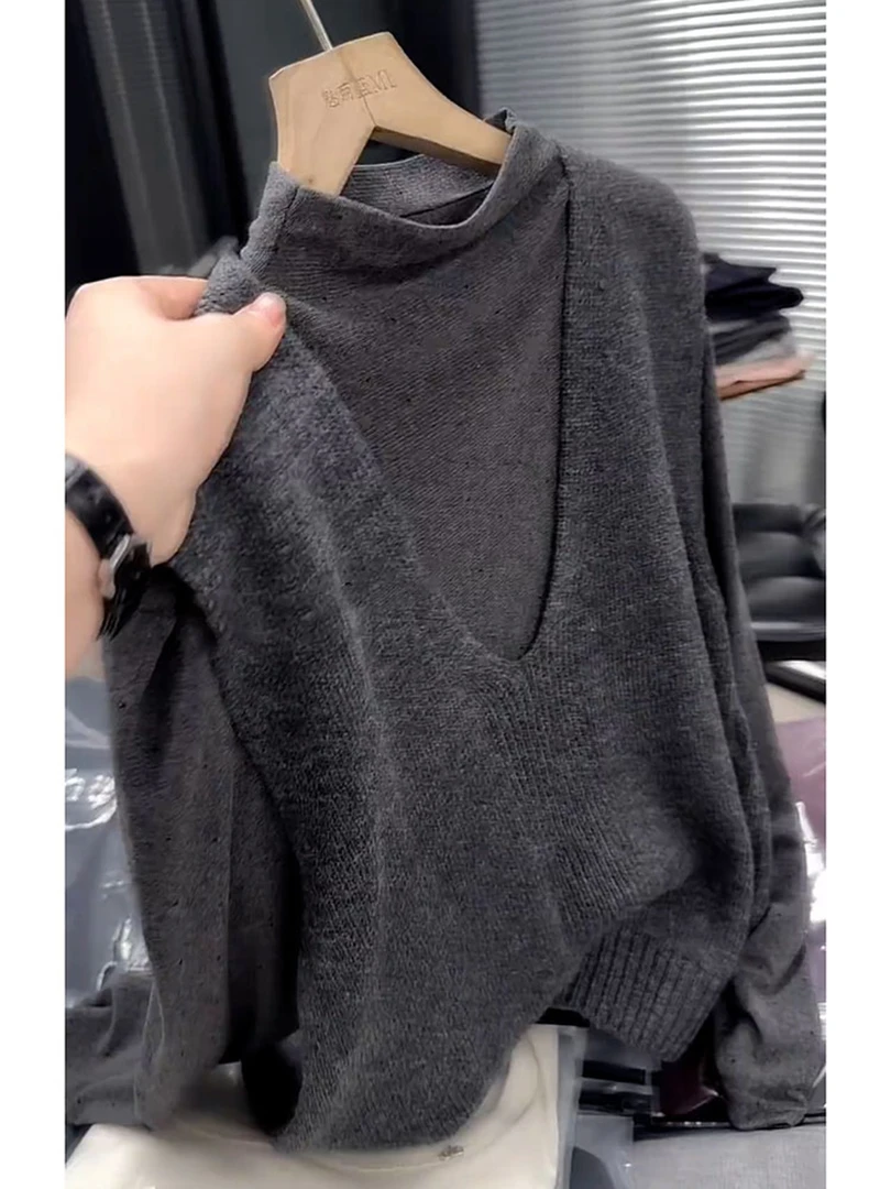 今年流行漂亮洋气减龄时尚高级感灰色针织马甲内搭打底衫套装女秋