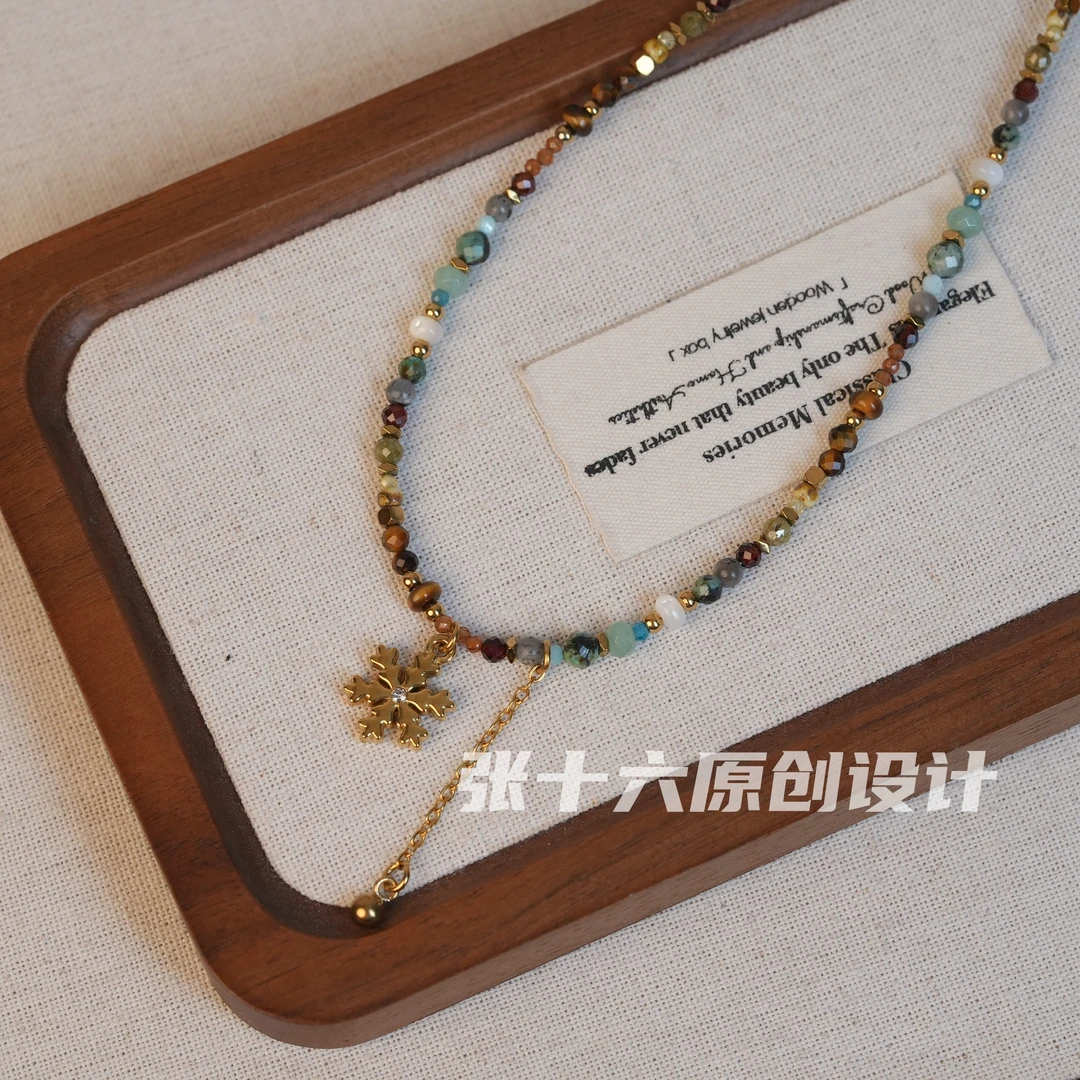 钛钢项链 [小雪花]张十六原创设计手工串珠复古小众彩色颈链