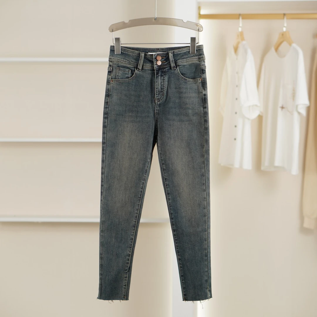 麦迪尚品【Miss-O】50421407 春季时尚高腰百搭牛仔裤品牌撤柜