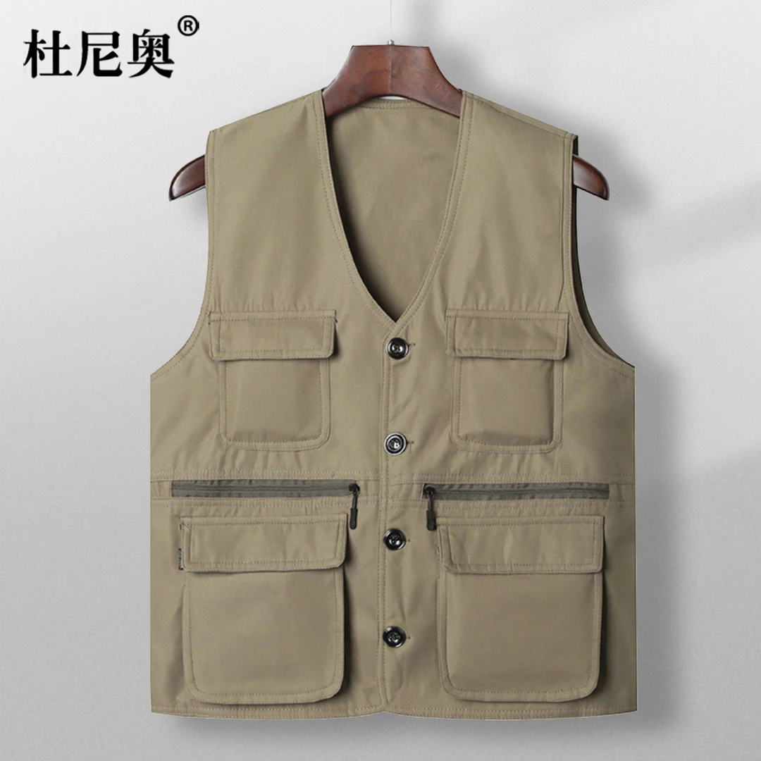 春秋季男士V领马甲2025新款户外休闲中老年爸爸背心无袖坎肩外套