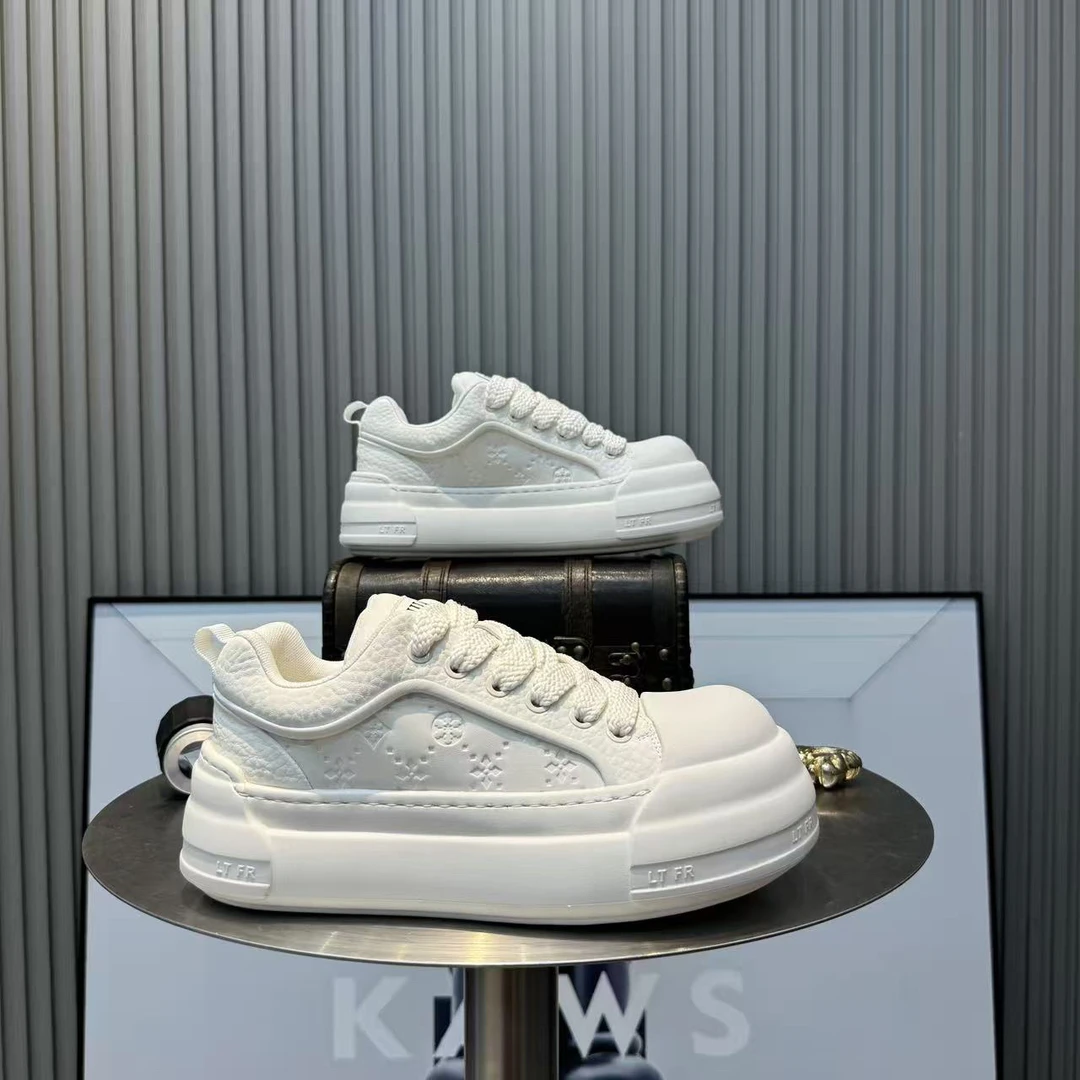 休闲鞋潮流低帮增高板鞋春季运动男拼接小白鞋百搭厚底鞋子男士