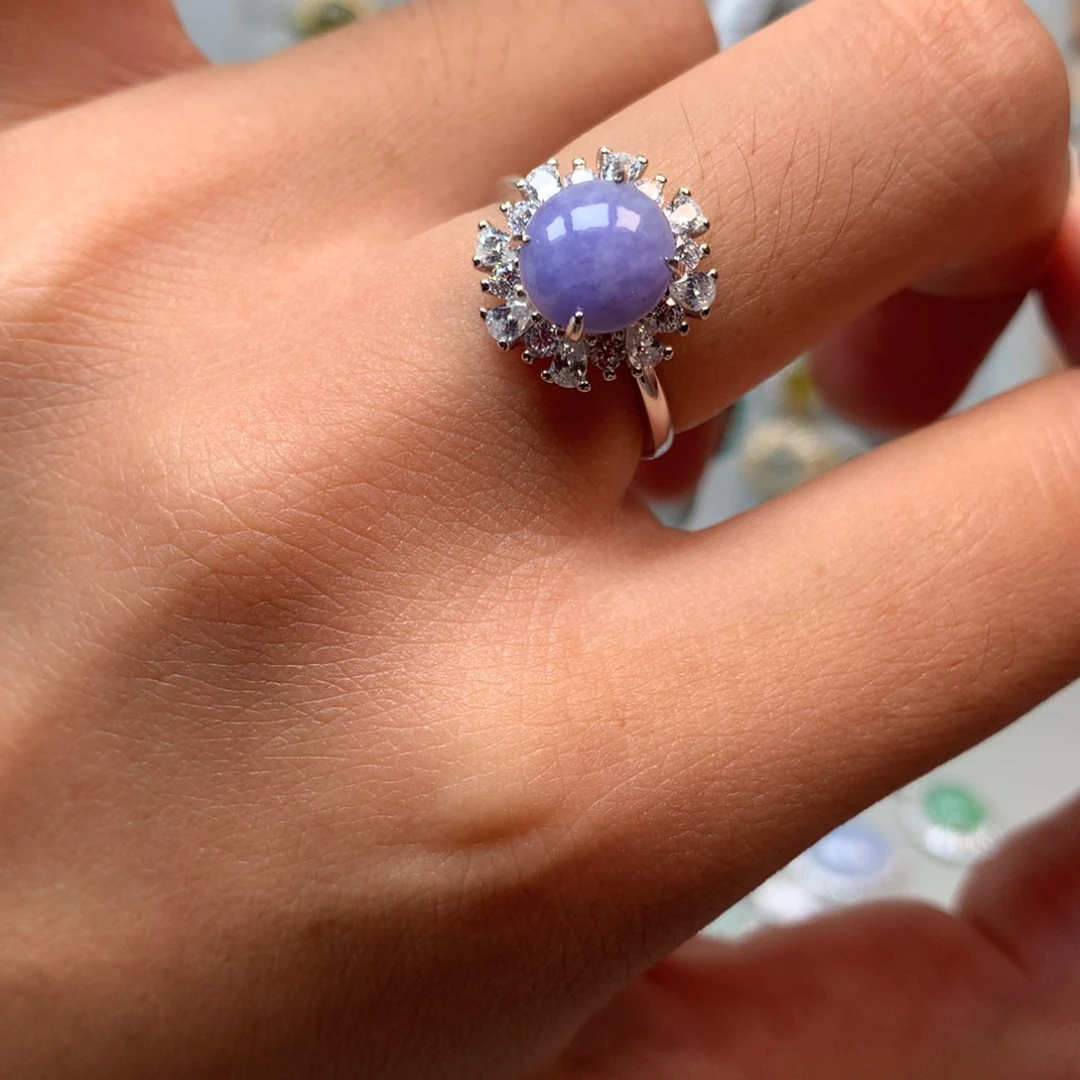 翡翠戒指银S925镶嵌戒指